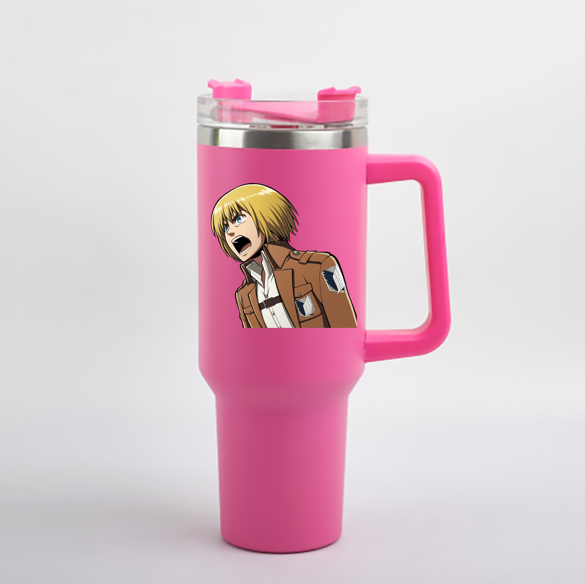 （画像用） 進撃の巨人 アルミン·アルレルト Attack on Titan Armin Arlert 1200mL車用タンブラー - クリスタルステッカー（プラスチックストロー付き）